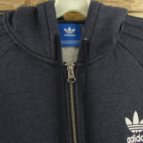 Adidas Heather Blue Front Zip Hoodie Men's L - Picture 3 of 16